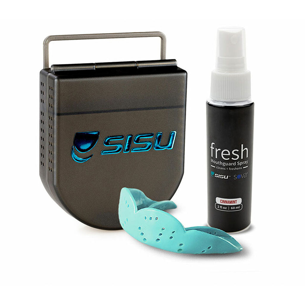 SISU Aero 1.6mm Mouthguard Bundle with case and cleaning spray in the colour Awesome Aqua
